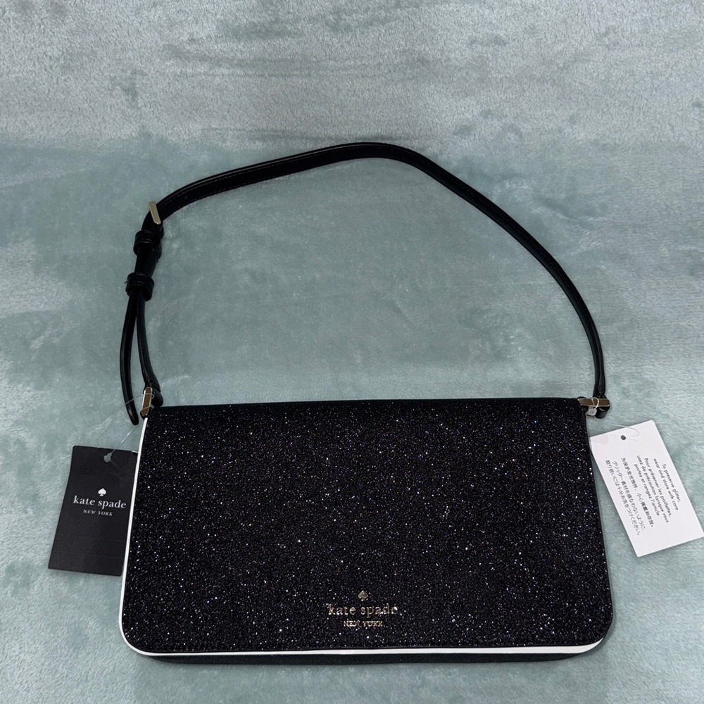 kate spade Sparkling Black Flap Shoulder Purse